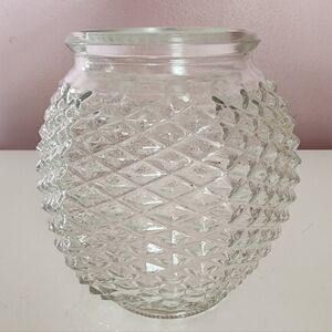 FTD Glass Vase 1982 Clear Pineapple Exterior 5"H x 3"W